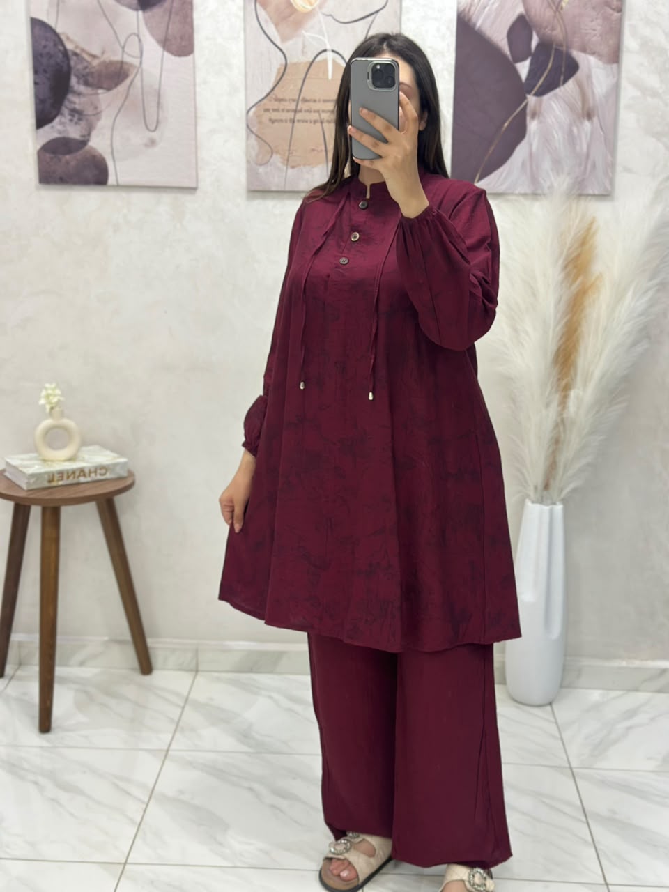 ✨ أنسامبل راقي (2 بياس) مستور ومريح.. لكل امرأة أنيقة! 🌹